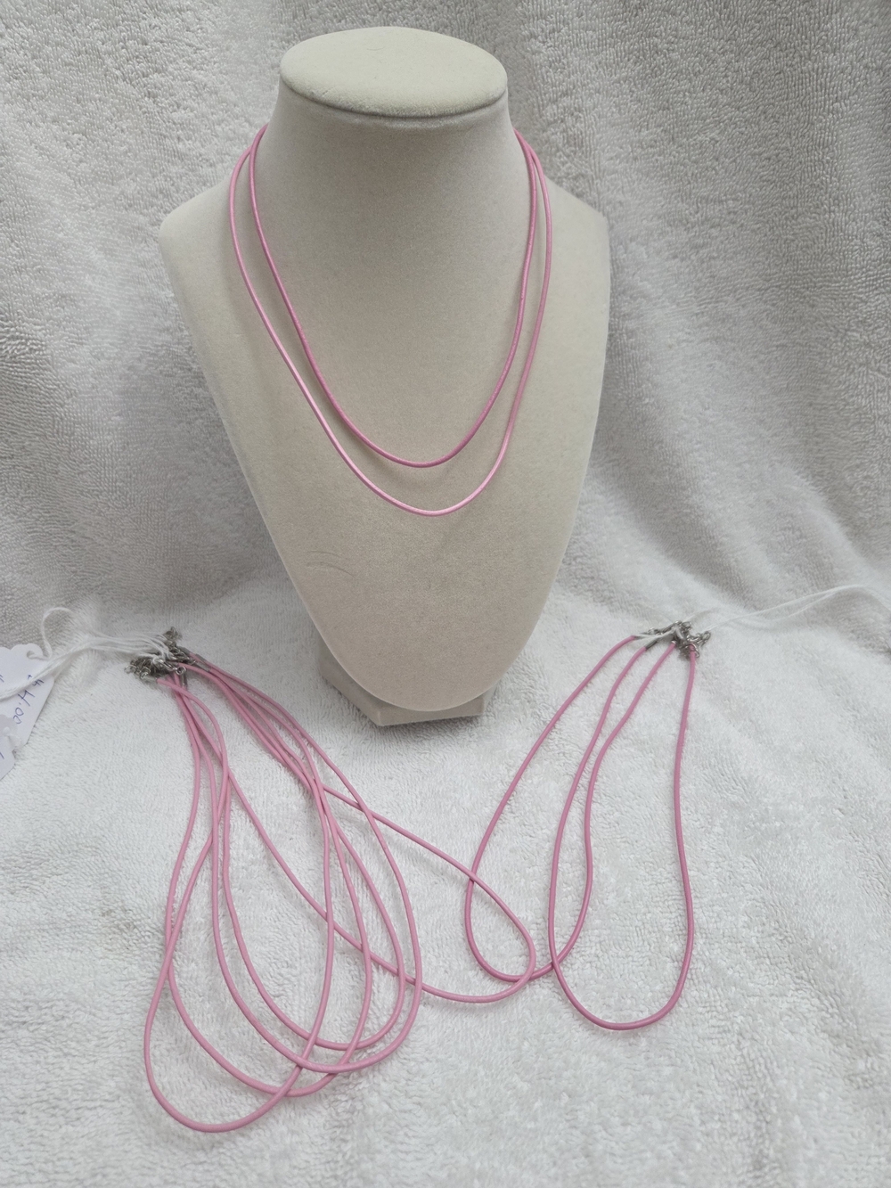 Soft Pink Leather Cord Necklace Set